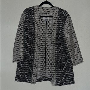 Black and White Jacquard Women's Open Cardigan